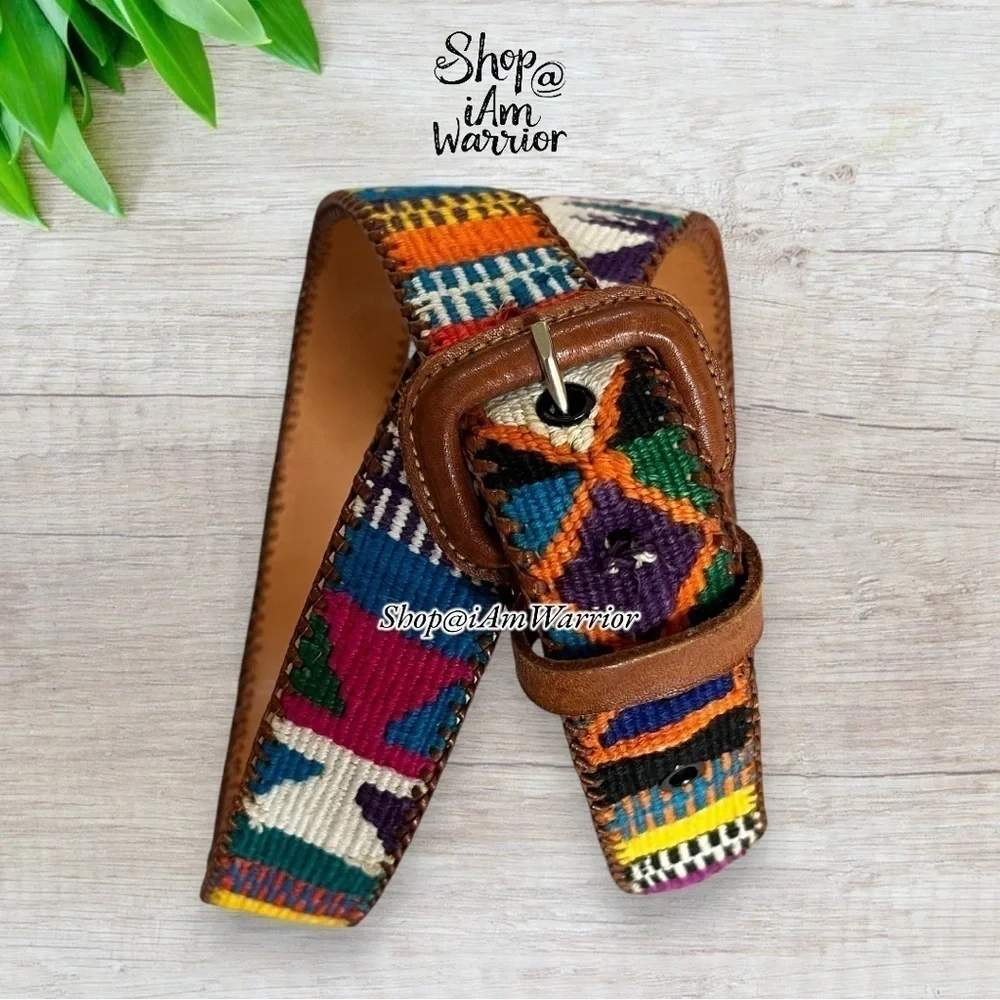 Guatemalan genuine leather hand made embroidered unisex belt *shop@iamwarrior